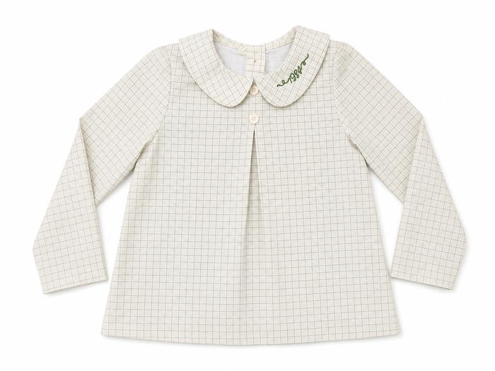 1984 Cream Check Round Collar Shirt