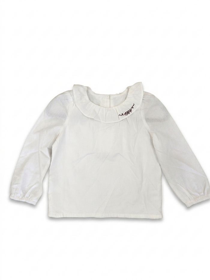 1984 Cream Ruffle Collar Blouse