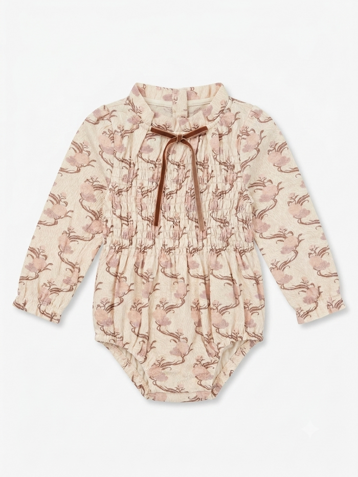 1984 Japanese Blossom Smocked Onesie