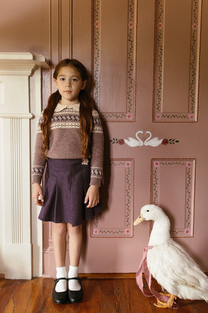 1984 Purple Wool Pleated Skirt