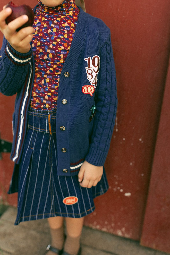 1984 Striped Denim Pleated Skirt