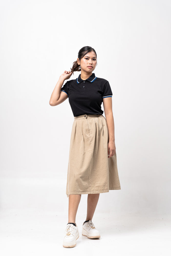 2-Tipped  Stripes Classique Plain Women's Polo Shirt