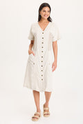 XCVI Addair Button-Up Short Sleeve Twill Dress