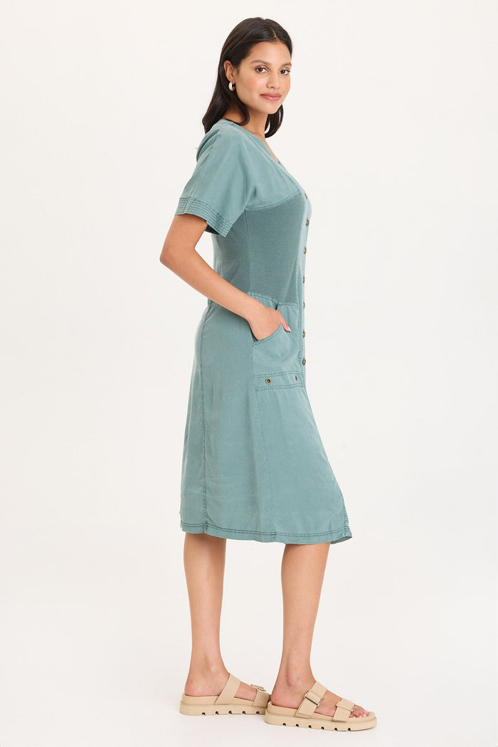 XCVI Addair Button-Up Short Sleeve Twill Dress