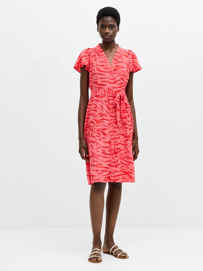 Adeline V-Neck Tie Waist Printed Dress