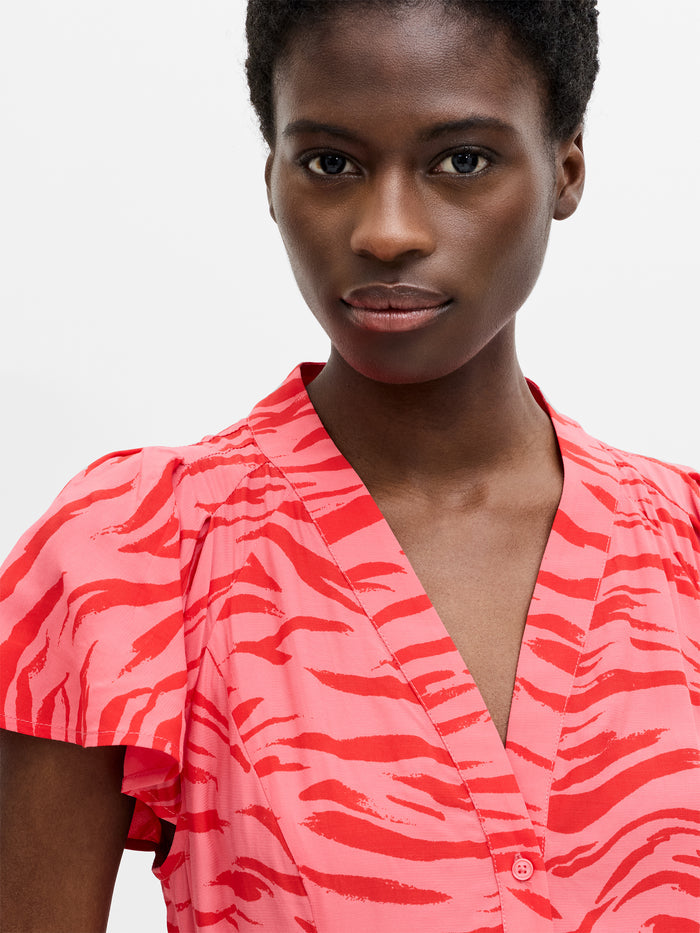 Adeline V-Neck Tie Waist Printed Dress