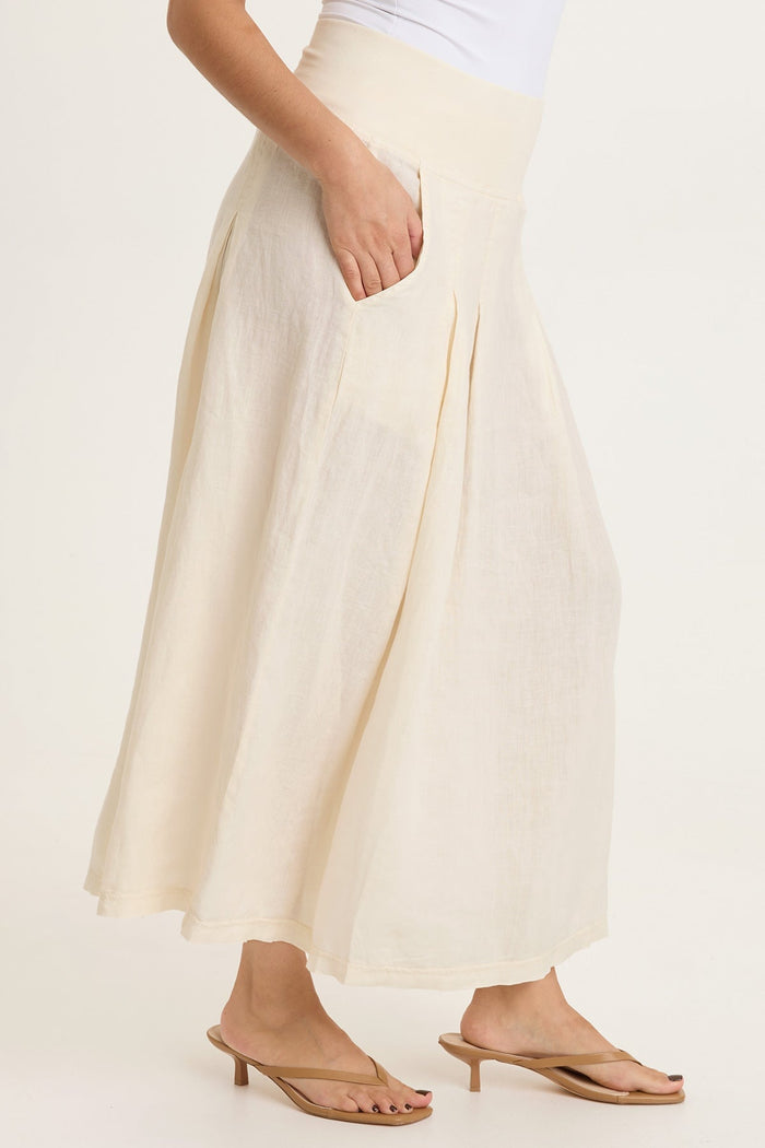 XCVI Aderyn Linen Pleated Skirt