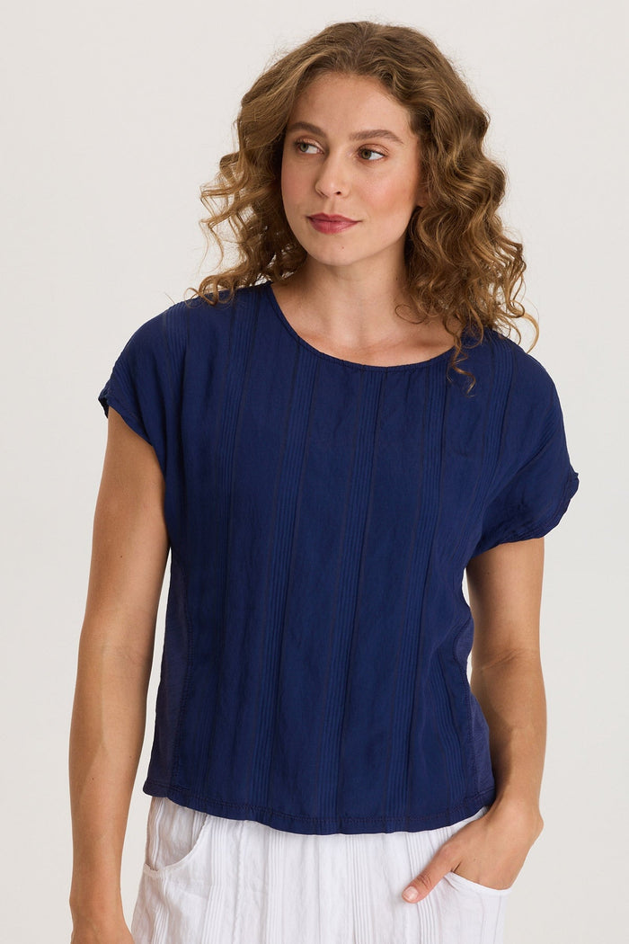 XCVI Adgar Textured Stripe/Jersey Tee