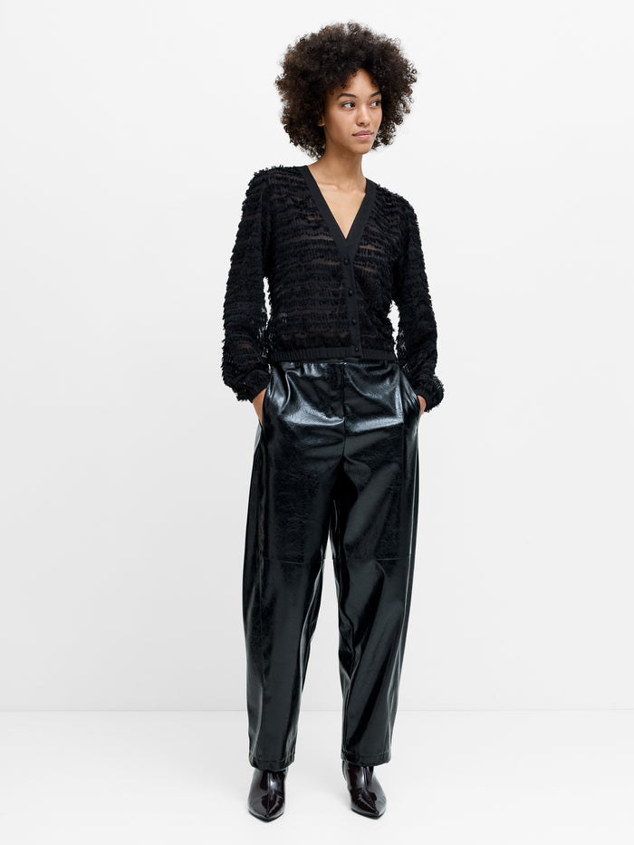 Alana Black Textured Chiffon Blouse
