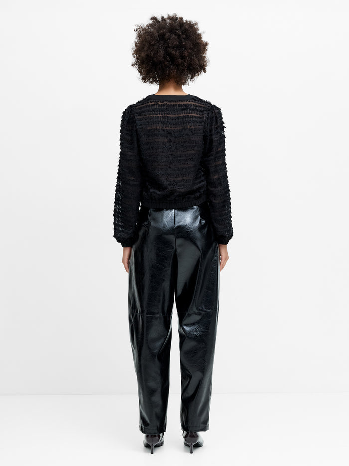 Alana Black Textured Chiffon Blouse
