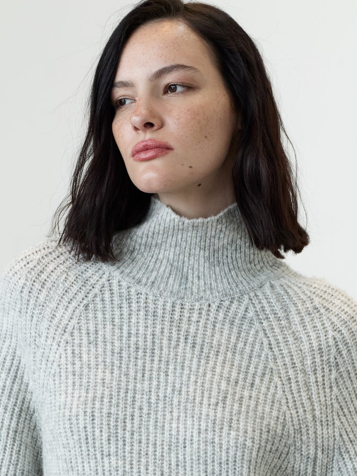 Alev Grey Funnel Neck Knit Mini Dress