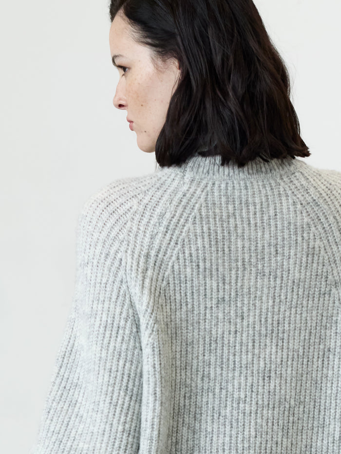Alev Grey Funnel Neck Knit Mini Dress