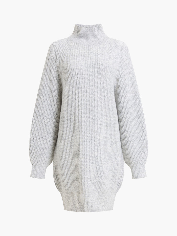 Alev Grey Funnel Neck Knit Mini Dress