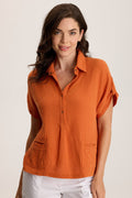 XCVI Anders Short Sleeve Collared Top