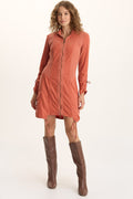XCVI Anu Corduroy/Jersey Cinched Jacket-Dress