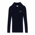 Arza Navy Ribbed Turtleneck Polo