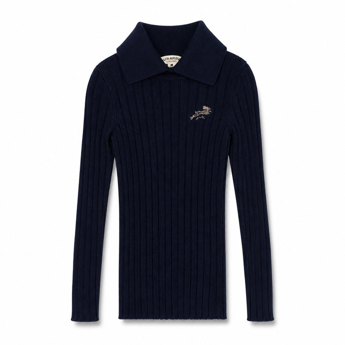 Arza Navy Ribbed Turtleneck Polo