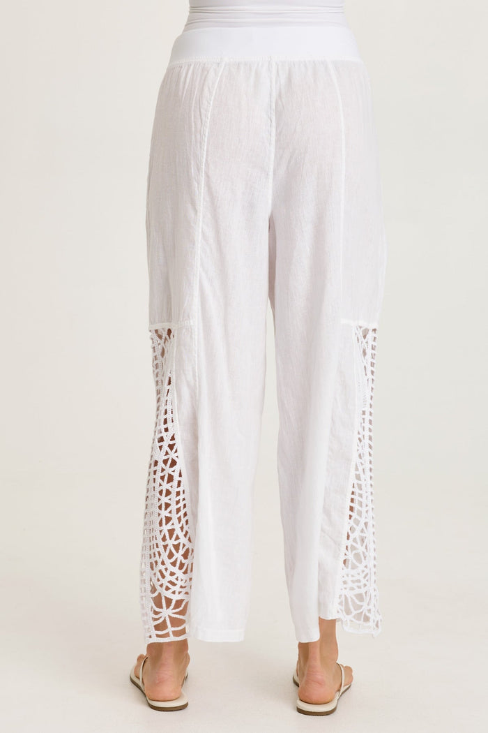 XCVI Astro Linen/Crochet Pull-On Pant