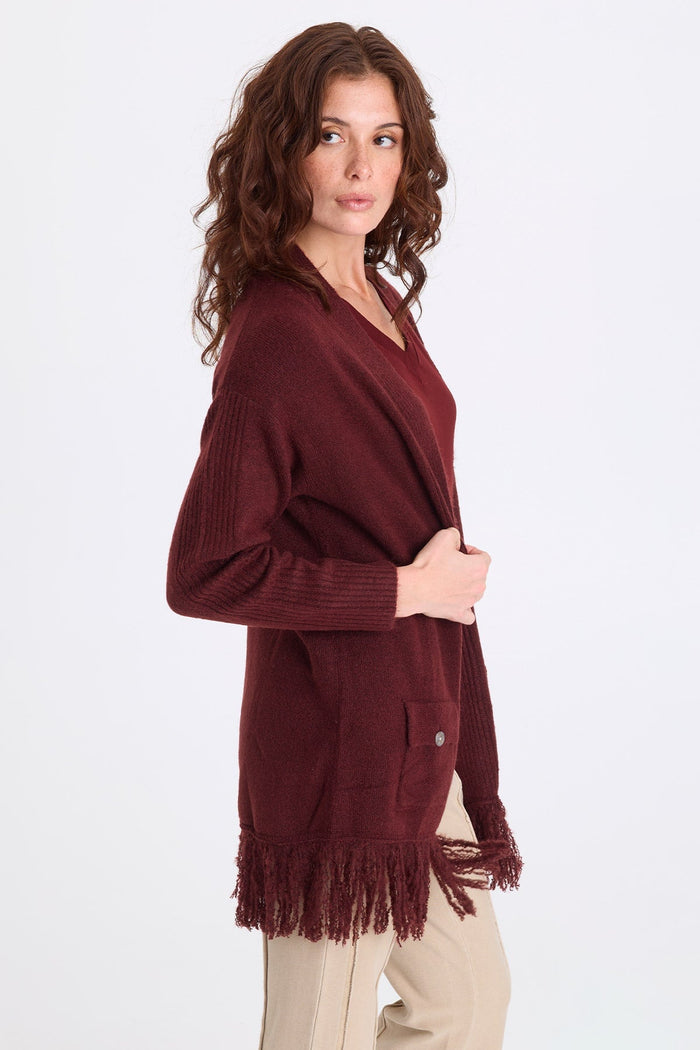 XCVI Bakari Sweater-Knit Fringe Cardigan