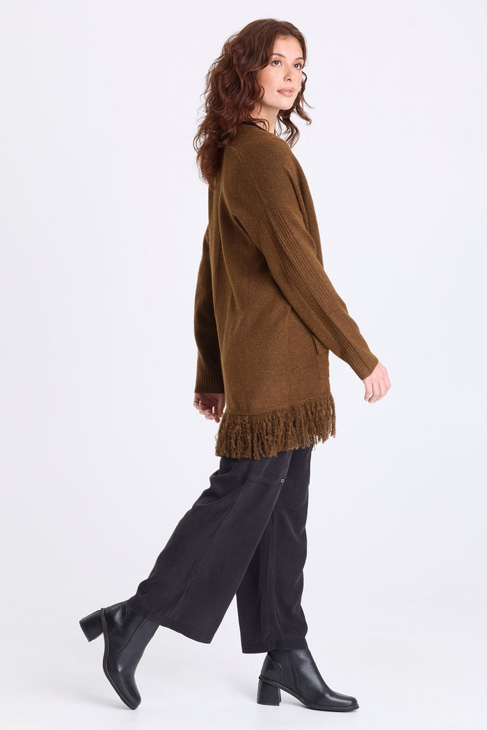 XCVI Bakari Sweater-Knit Fringe Cardigan