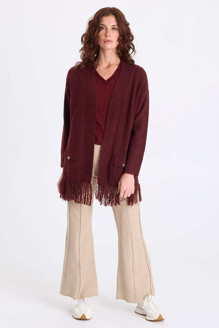 XCVI Bakari Sweater-Knit Fringe Cardigan