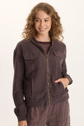 XCVI Balfore Twill Knit Hooded Bomber