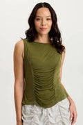 XCVI Bano Jersey Ruched Panel Tank