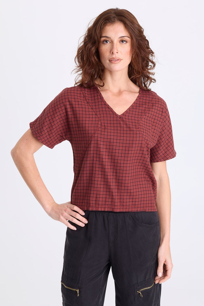 XCVI Bashir Plaid V-Neck Top