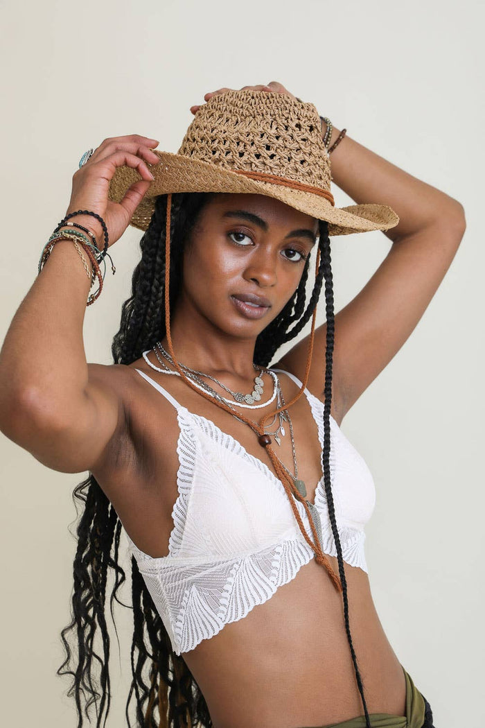 Basketweave Western Hat – Bohemian Cowboy Style 🤎: Cognac