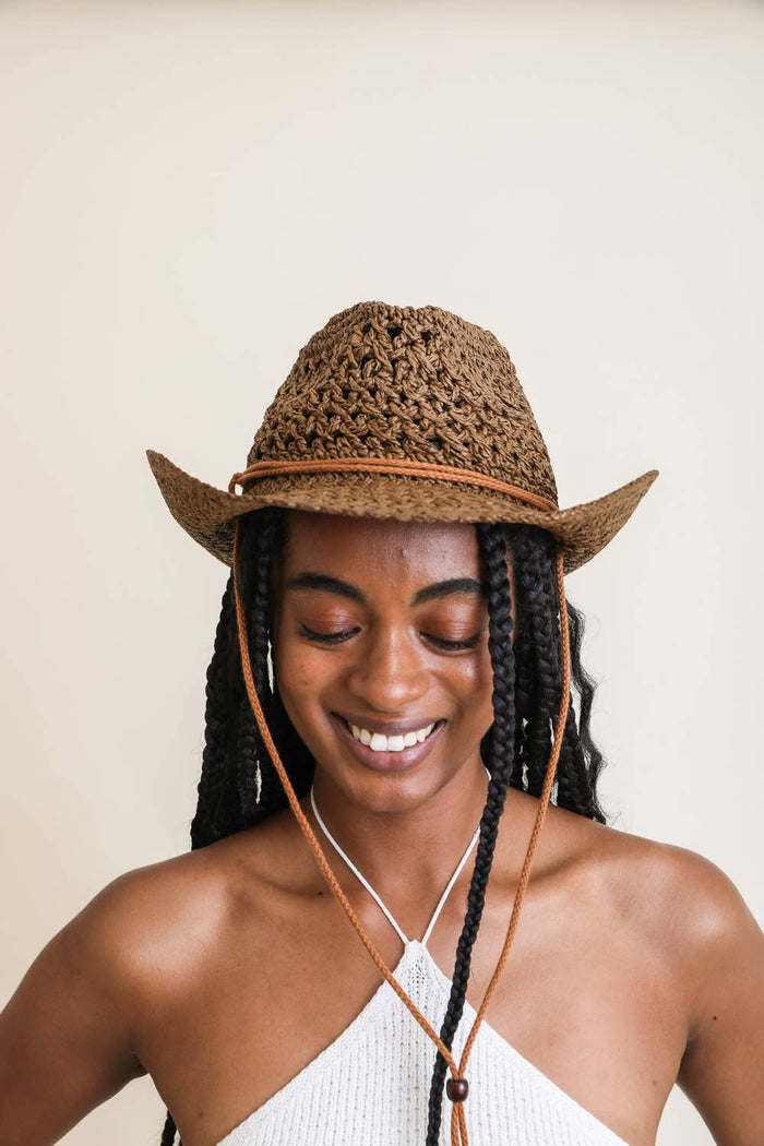 Basketweave Western Hat – Bohemian Cowboy Style 🤎: Cognac