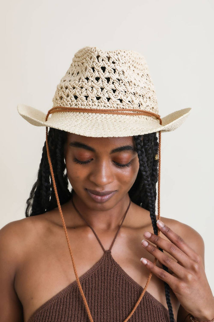 Basketweave Western Hat – Bohemian Cowboy Style 🤎: Cognac