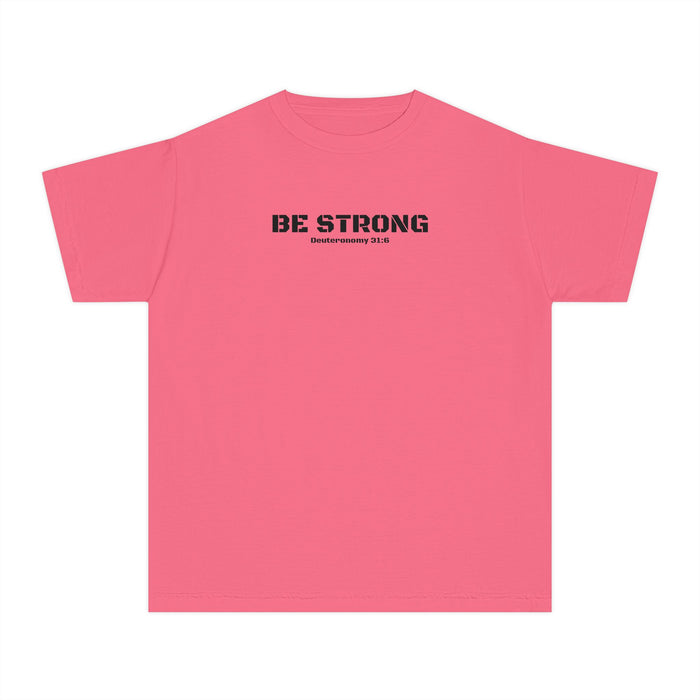 Be Strong Deuteronomy 31:6 Boys Breast Cancer Awareness T-Shirt