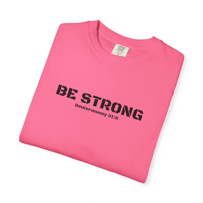 Be Strong Deuteronomy 31:6 Men's Breast Cancer Awareness T-shirt