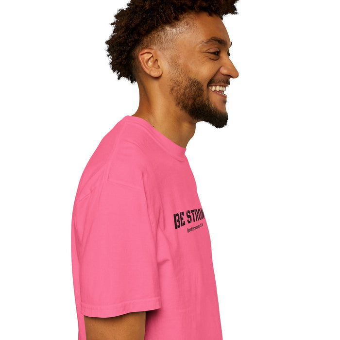 Be Strong Deuteronomy 31:6 Men's Breast Cancer Awareness T-shirt
