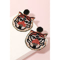 Beaded Tiger Face Dangle Earrings: TI