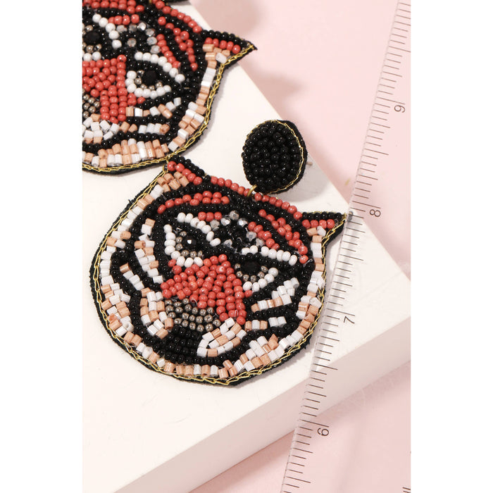 Beaded Tiger Face Dangle Earrings: TI