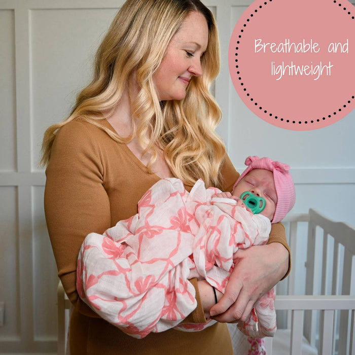 Beautiful Bows Baby Muslin Swaddle Blanket