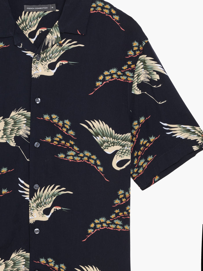 Bird Viscose Revere Short Sleeve Shirt