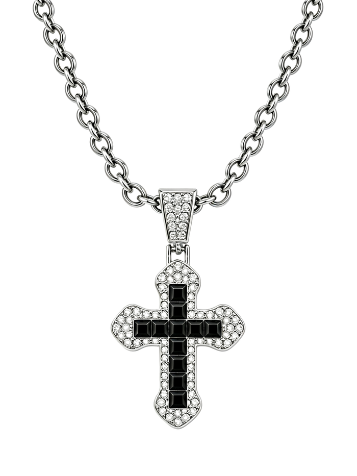 BLACK CUBE CROSS (SILVER) 3MM