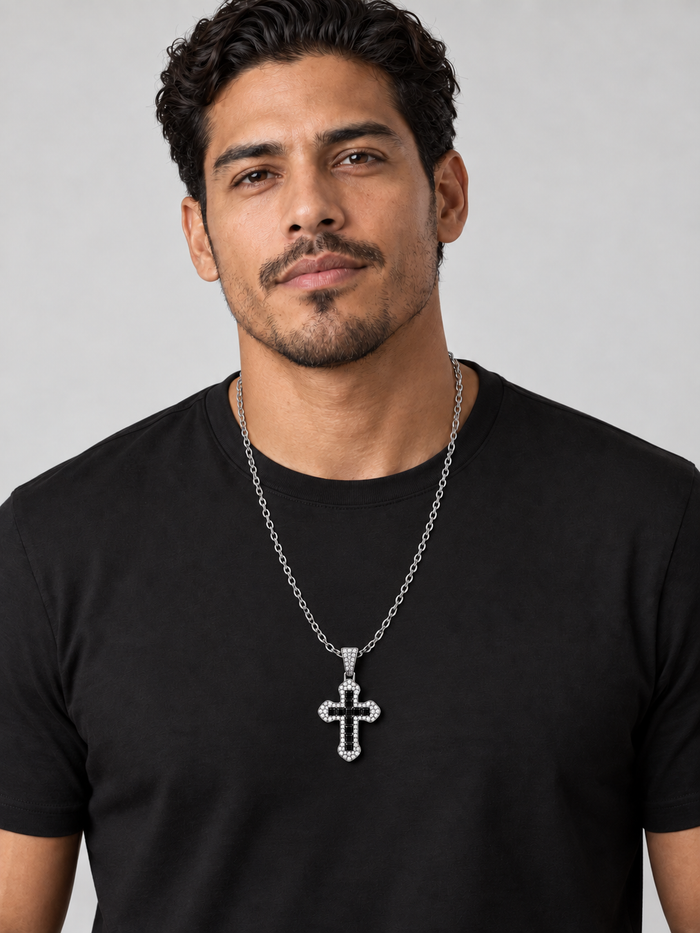 BLACK CUBE CROSS (SILVER) 3MM