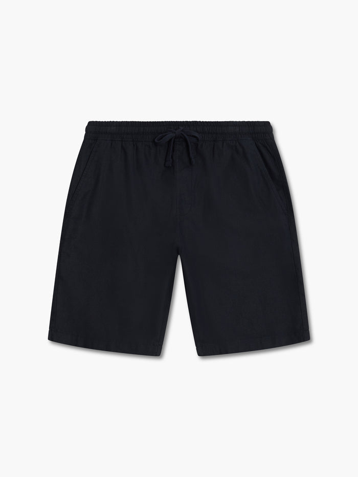 Black Linen Drawstring Shorts