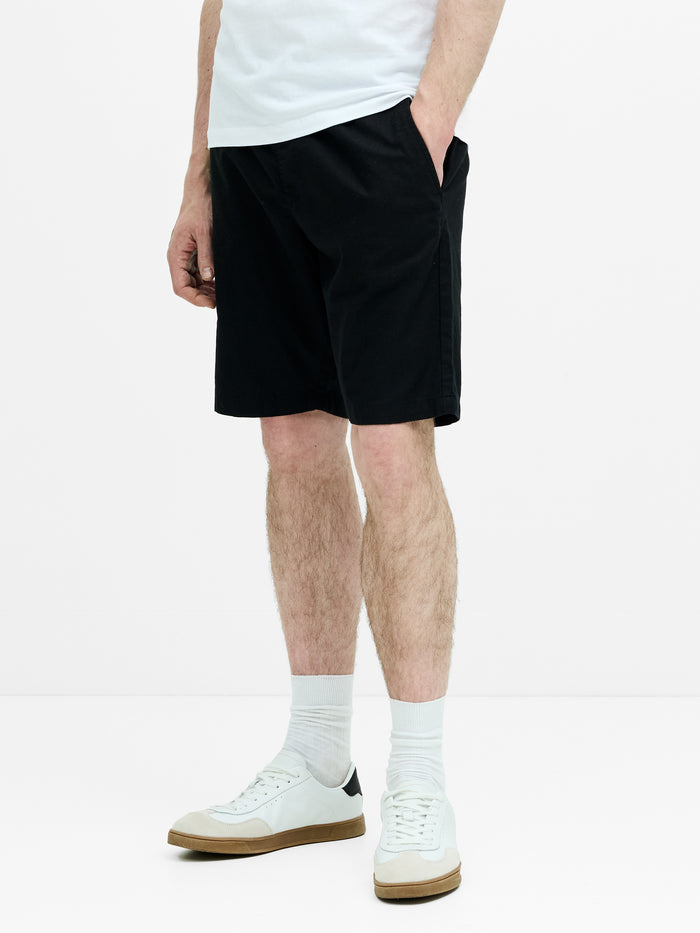 Black Linen Drawstring Shorts