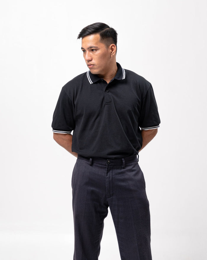 Black with Stripes Classique Plain Polo Shirt