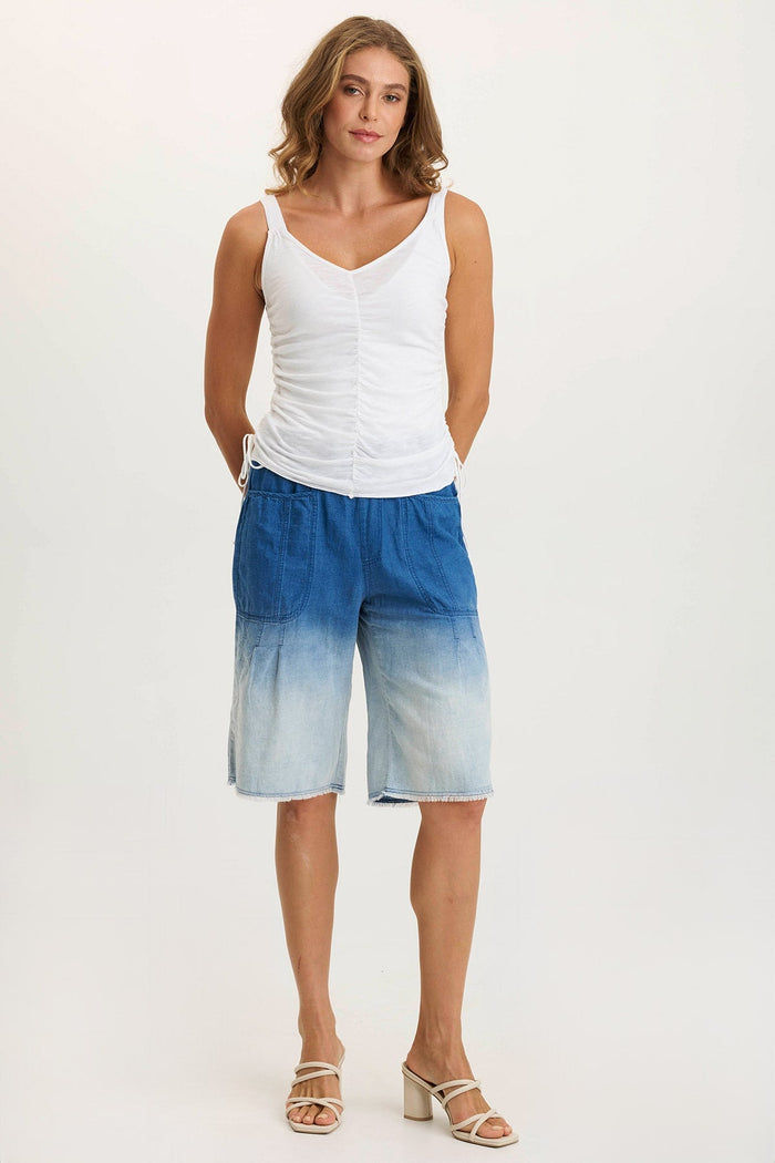 XCVI Blaise Jersey Allover Ruched Adjustable Tank