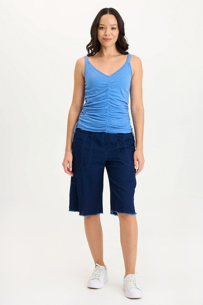 XCVI Blaise Jersey Allover Ruched Adjustable Tank