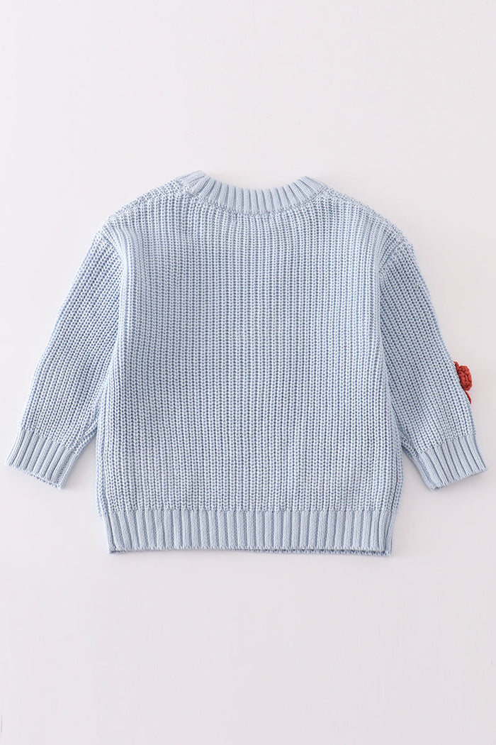Blue floral hand-embroidery jumper sweater