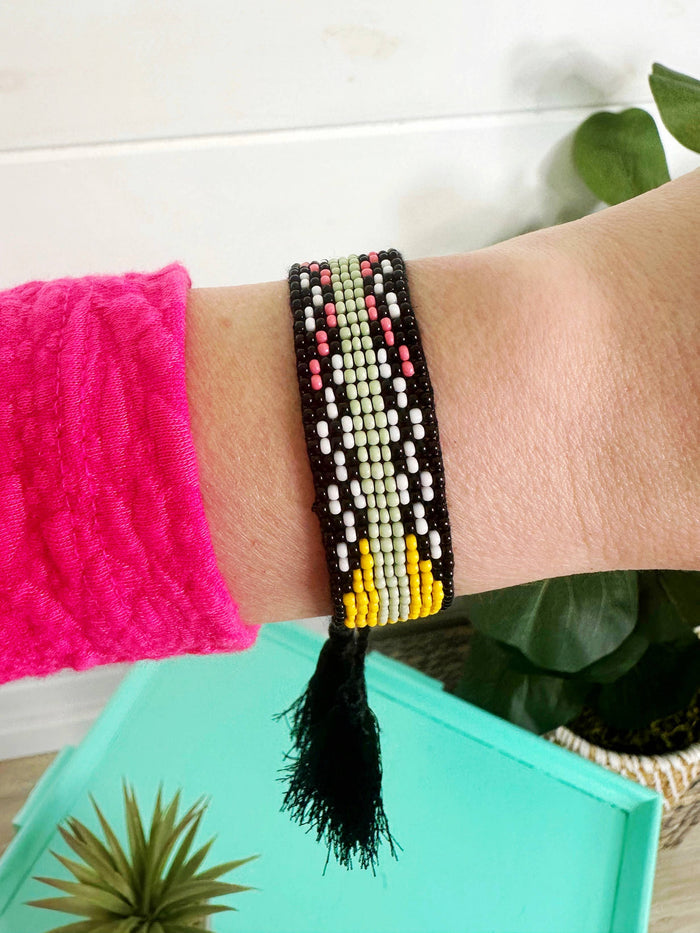 Boho Friendship Seed Bead Statement Bracelets with Tassels