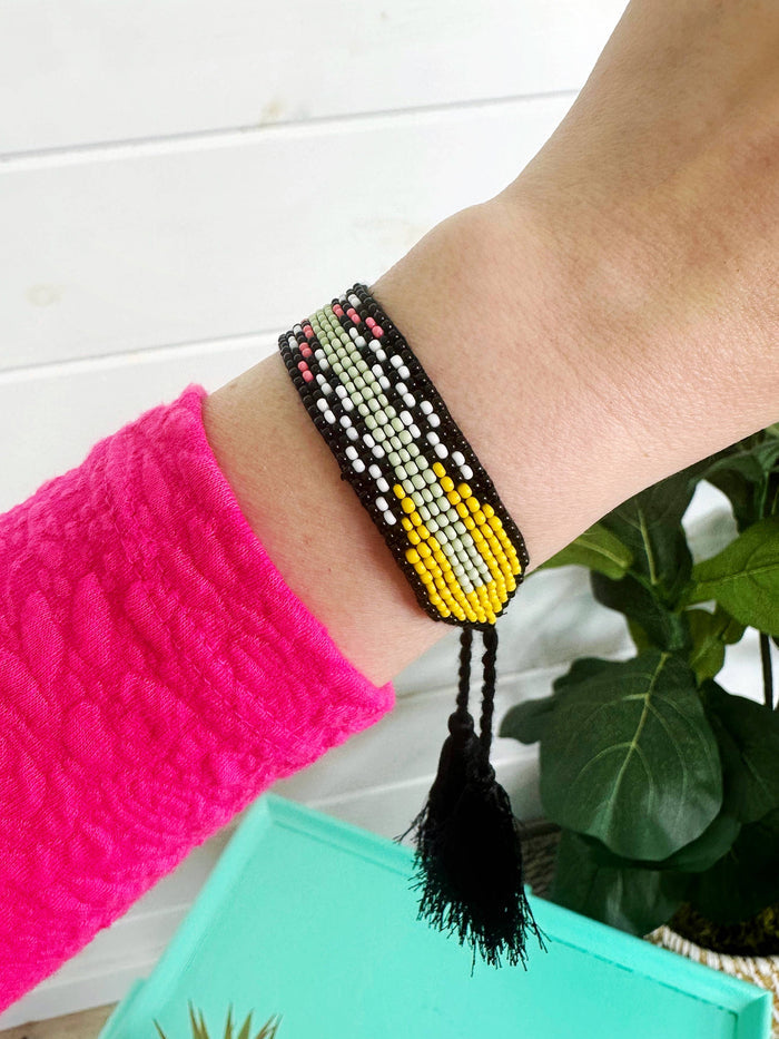 Boho Friendship Seed Bead Statement Bracelets with Tassels