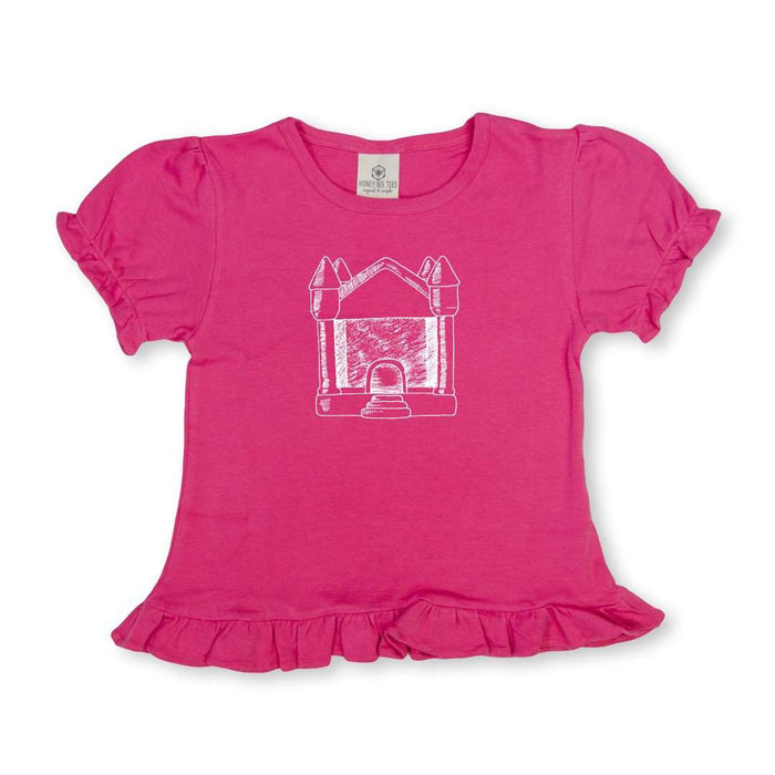 Bounce House Pink Short Sleeve Ruffle Tee-Honey Bee Tees-