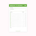 Break it down Notepad: Green